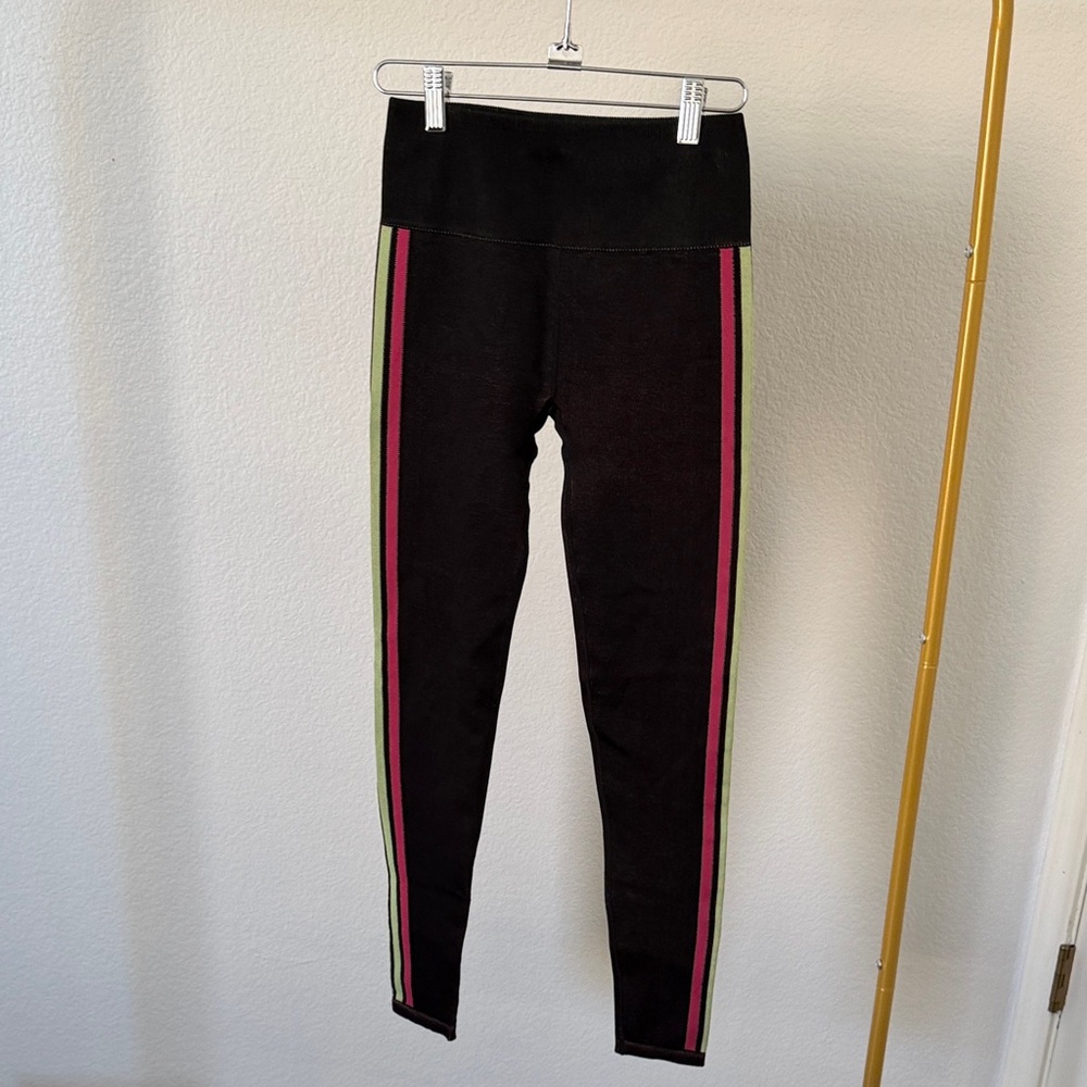 Black Leggings with Pink and Yellow Stripes
